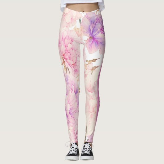 Rosa und Lila Nelken, entspannend Leggings (Vorderseite)