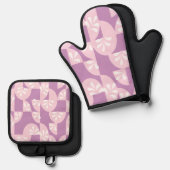rosa und lila ofenhandschuh & Topflappen-Set (Vorderseite/Rückseite)