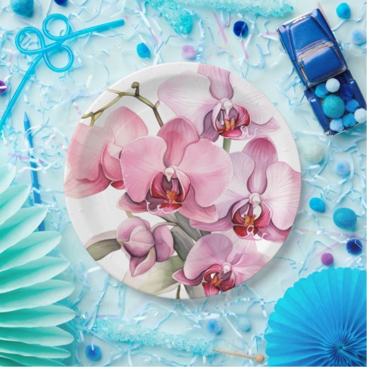 Rosa und Lila Orchideenhochzeit Pappteller (Party)