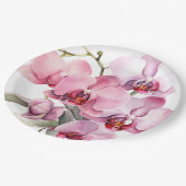 Rosa und Lila Orchideenhochzeit Pappteller (Schrägansicht)