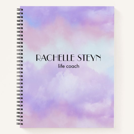 Rosa und lila pastellfarbene, flauschige Wolken Notizblock (Vorderseite)