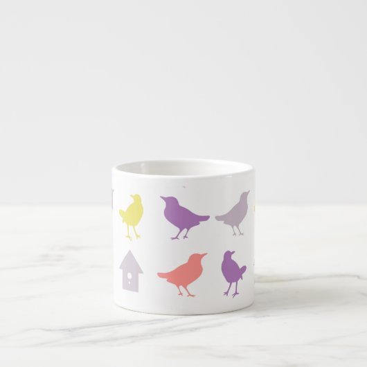 Rosa und Lila Pastellvögel mit Birdhouse Espressotasse (Vorderseite)