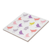 Rosa und Lila Pastellvögel mit Birdhouse Fliese (Seite)