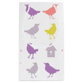 Rosa und Lila Pastellvögel mit Birdhouse Kleine Geschenktüte (Rückseite)