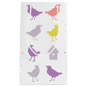 Rosa und Lila Pastellvögel mit Birdhouse Kleine Geschenktüte (Vorderseite)