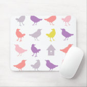 Rosa und Lila Pastellvögel mit Birdhouse Mousepad (Mit Mouse)