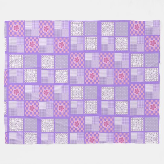 rosa und Lila Patchwork-Design Fleecedecke (Vorderseite (Horizontal))
