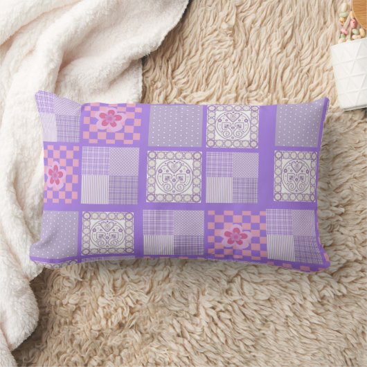 rosa und Lila Patchwork-Design Lendenkissen (Decke)
