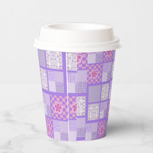 rosa und Lila Patchwork-Design Pappbecher (Rechts)