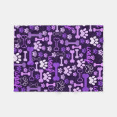 Rosa und Lila Paw-Drucke und -Knochen Fleecedecke (Vorderseite (Horizontal))
