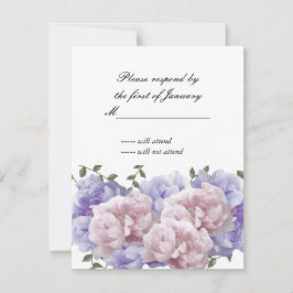 Rosa und Lila Peonies-Antwortkarte RSVP Karte