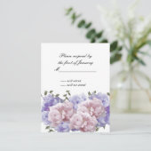 Rosa und Lila Peonies-Antwortkarte RSVP Karte (Stehend Vorderseite)