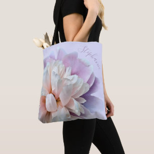 Rosa und Lila Peony Personalisierter Skriptname Tasche