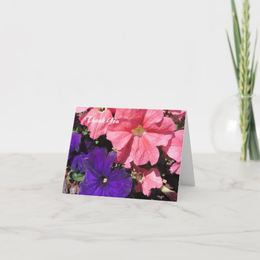 Rosa und Lila Petunias Dankeskarte (Vorderseite)
