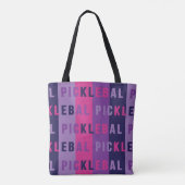 Rosa und lila Pickleball Tote Tag Tasche (Rückseite)