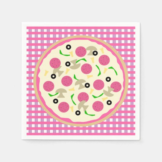 Rosa und Lila Pizza-Party Serviette (Vorderseite)