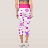 rosa und Lila Polka-Punkte Capri Leggings (Rückseite)