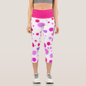 rosa und Lila Polka-Punkte Capri Leggings (Vorderseite)