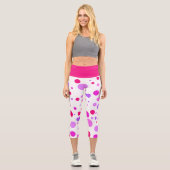 rosa und Lila Polka-Punkte Capri Leggings (Vorderseite)