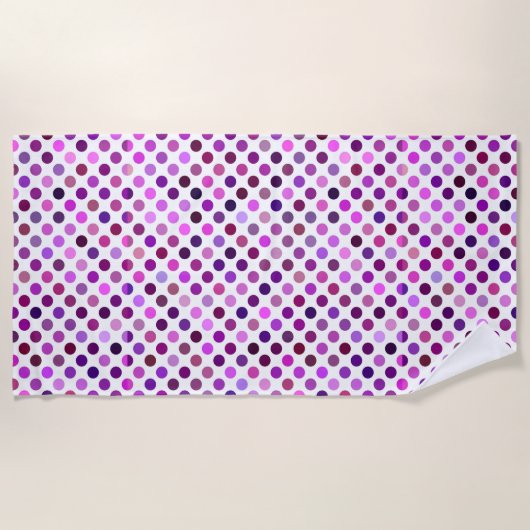 rosa und Lila Polka-Punkte Strandtuch (Vorderseite)