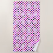 rosa und Lila Polka-Punkte Strandtuch (Vorderseite)