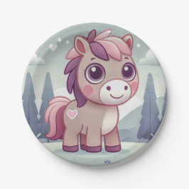 Rosa und Lila Pony in Dreamy Meadow Paper Plate Pappteller