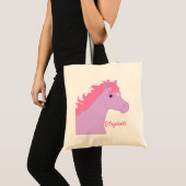 Rosa und lila Pony-personalisierte Tasche (Vorderseite (Produkt))