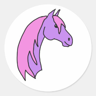 Rosa und Lila Pony Stickers! Runder Aufkleber