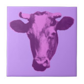 Rosa und Lila Pop Art Cow Fliese (Vorderseite)