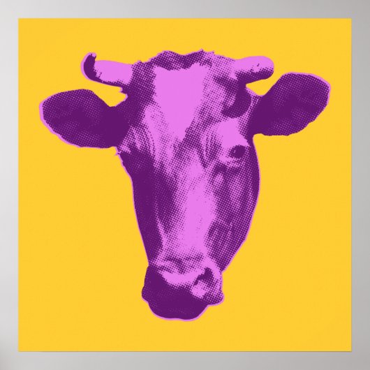 Rosa und Lila Pop Art Cow Poster (Vorne)