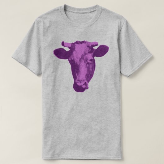 Rosa und Lila Pop Art Cow T-Shirt (Design vorne)