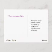 Rosa und lila Postkarte für jeden Anlass. (Rückseite)