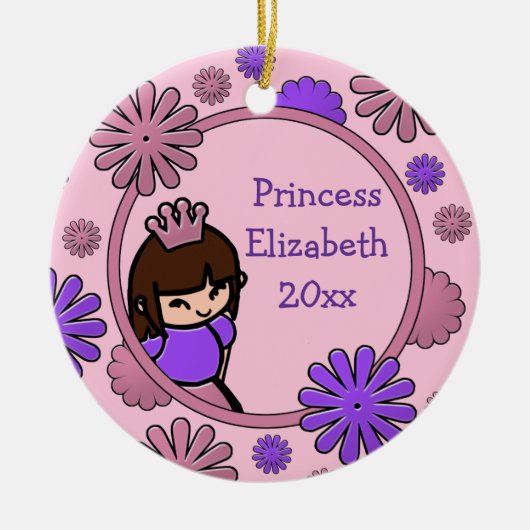 Rosa und Lila Prinzessin Personalisierte Ornamente (Vorne)