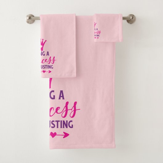Rosa und Lila Prinzessin zu sein erschöpft Badhandtuch Set (Insitu)