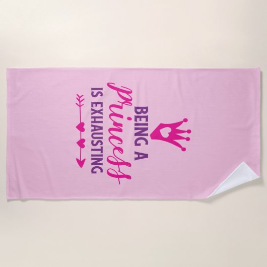 Rosa und Lila Prinzessin zu sein erschöpft Strandtuch (Vorderseite)