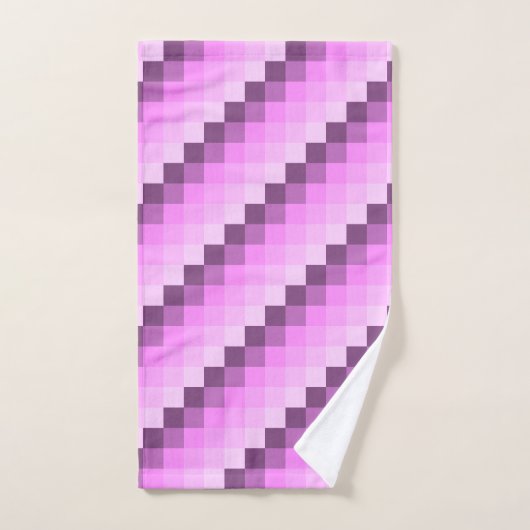 Rosa und Lila Quadrate Badhandtuch Set (Handtuch)