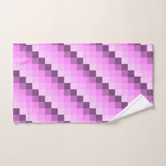 Rosa und Lila Quadrate Badhandtuch Set (Handtuch)