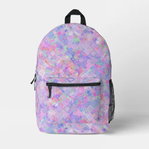 Rosa und Lila Quadrate Bedruckter Rucksack