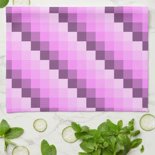 Rosa und Lila Quadrate Geschirrtuch (Gefaltet)