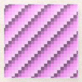 Rosa und Lila Quadrate Glasuntersetzer (Vorderseite)