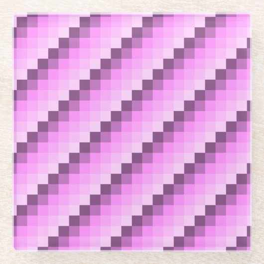 Rosa und Lila Quadrate Glasuntersetzer (Vorderseite)