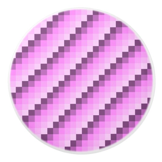 Rosa und Lila Quadrate Keramikknauf (Vorderseite)
