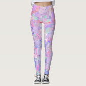 Rosa und Lila Quadrate Leggings (Vorderseite)