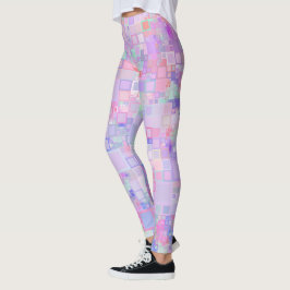 Rosa und Lila Quadrate Leggings
