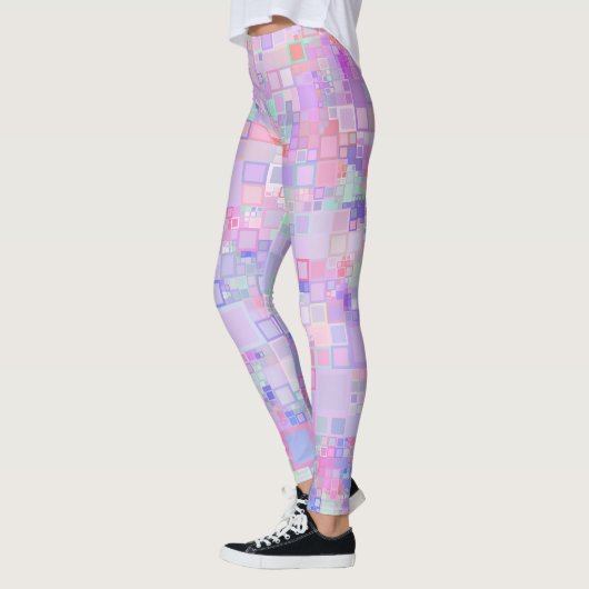 Rosa und Lila Quadrate Leggings (Links)