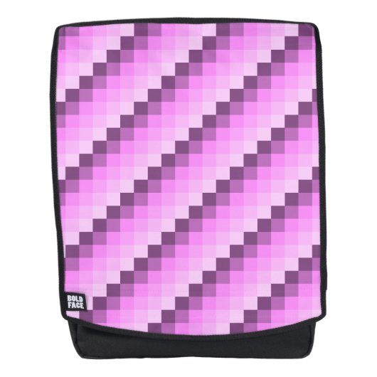 Rosa und Lila Quadrate Rucksack (Vorderseite)
