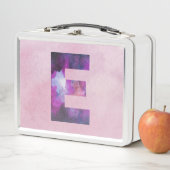 Rosa und Lila Raumgalaxie Buchstabe E Metall Brotdose (Beispiel)