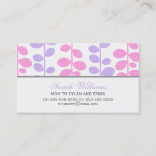 Rosa und lila Reben Telefonnummerkarte