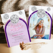 Rosa und Lila Retro Disco Groove Brautparty Einladung