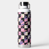Rosa und lila retro karierte Flasche oder Tumbler (Rückseite)